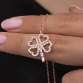 Yonca Desenli Rose Kaplama 925 Gümüş Kadın Kolye - 3