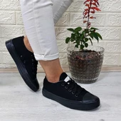 Fiyra 554 Siyah-Siyah Kısa Unisex Sneaker Keten Spor Ayakkabı - 4
