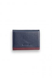 Guard Lacivert - Bordo Çift Renk Bölmeli Hakiki Deri Kartlık Erkek / Kadın P1309 - 1
