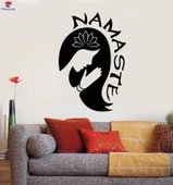 Oturma Odası, Yatak Odası Duvar Sticker Yoga Kız Namaste Lotus Çiçeği Meditasyon Odası Çıkartmalar Benzersiz Hediyelik thumbnail 1