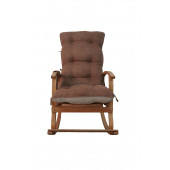 Mobildeco Padişah Erciyes Ahşap Çift Minderli Cepli Sallanan Sandalye Kahve/Krem - 5