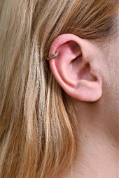 GOLD DESEN DETAY ZİRKON TAŞ ÇELİK PİERCİNG TRAGUS HELİX KIKIRDAK KÜPESİ-0VP170 - 6
