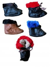 Çocuk Unisex Deri Panduf Çarık İçi Peluş - 1