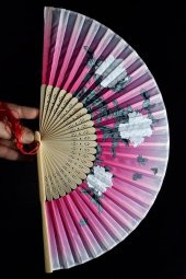 Japon Bambu Kumaş Yelpaze Çanta Boy Stant Hediyeli No.134 - 7