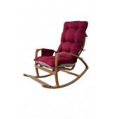 Mobildeco Vezir Erciyes Ahşap Çift Minderli Cepli Sallanan Sandalye Bordo/Krem - 3