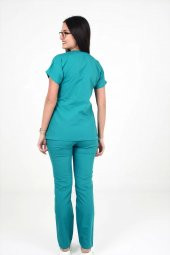 Deniz İş Kadın Terycotton Yarasakol Turkuaz Renk Scrubs Takım - 4