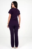 Deniz İş Kadın Likralı Yarasakol Mürdüm Renk Scrubs Takım - 4