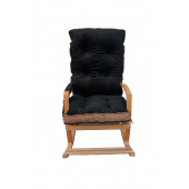 Mobildeco Vezir Lüx Ahşap Çift Minderli Cepli Sallanan Sandalye Siyah/Siyah - 2