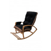 Mobildeco Vezir Lüx Ahşap Çift Minderli Cepli Sallanan Sandalye Siyah/Siyah - 3