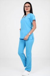 Deniz İş Kadın Linda Yarasakol Turkuaz Renk Scrubs Takım - 1