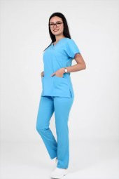 Deniz İş Kadın Linda Yarasakol Turkuaz Renk Scrubs Takım - 3