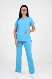 Deniz İş Kadın Linda Yarasakol Turkuaz Renk Scrubs Takım - 4