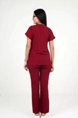 Deniz İş Kadın Terycotton Yarasakol Bordo Renk Scrubs Takım - 5