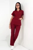 Deniz İş Kadın Terycotton Yarasakol Bordo Renk Scrubs Takım - 4