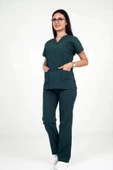Deniz İş Kadın Terycotton Yarasakol Acı Yeşil Renk Scrubs Takım - 3