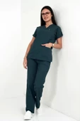 Deniz İş Kadın Terycotton Yarasakol Acı Yeşil Renk Scrubs Takım - 6
