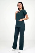 Deniz İş Kadın Terycotton Yarasakol Acı Yeşil Renk Scrubs Takım - 2