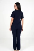Deniz İş Kadın Terycotton Zarf Yaka Lacivert Renk Scrubs Takım - 5