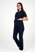 Deniz İş Kadın Terycotton Zarf Yaka Lacivert Renk Scrubs Takım - 2