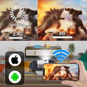 TMY Projektör 5G WiFi ve Bluetooth 5.1 - 9500 Lümen HD, 1080P Destekli - 2