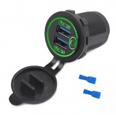 12-24volt Araç/tekne/motosiklet Quick Şarj Anahtarlı Yeşil Işık thumbnail 1