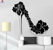 Oturma Odası, Yatak Odası Duvar Sticker Bayan Ayakkabı Mağazası Çiçekler Moda Sanat Dekor Çıkartmalar Benzersiz Hediyelik thumbnail 1