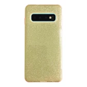 Samsung S10 (G973) 3in1 Simli Silikon Arka Kapak Gold - 1
