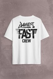 Dainese Fast Crew Motosiklet Motorcycle Sırt Ön Baskılı Oversize Tişört Unisex T-Shirt - 2