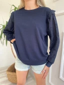 Kadın Fisto Detaylı Sweat Lacivert - 1