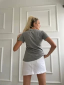 Kadın Basic Tişört Paris Le Marais Baskılı Gri thumbnail 5