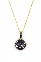 Siyah Jasper Doğal Taş Gold Renkli Kolye thumbnail 1