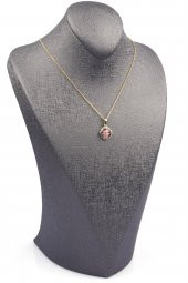 Rodonit Doğal Taş Gold Renkli Kolye thumbnail 2