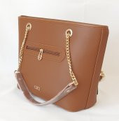 24KCADZ029 Model Sarach Marka Taba Renk Zincir ve Toka Detaylı Kadın Kol Çantası - 3