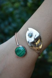 STONEAGE Malahit Taşlı Yaprak Tasarım Kadın Bileklik thumbnail 1