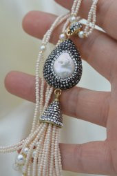 STONEAGE Sakız İncili Özel Tasarım Şık Kolye thumbnail 1