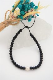 STONEAGE İnci ve Oniks Taşlı Metalsiz Antialerjik Bileklik thumbnail 2