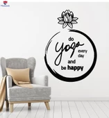 Oturma Odası, Yatak Odası Duvar Sticker Lotus Çiçeği Yoga Stüdyosu Cümle Mutlu Olun Meditasyon Çıkartmalar - 1