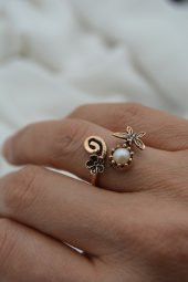 STONEAGE ÖZEL TARASIM İNCİLİ YÜZÜK thumbnail 2