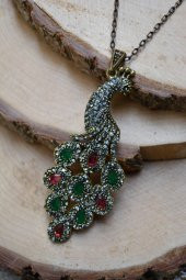 STONEAGE Tavus Kuşu Zincir Hediyeli Bayan Kolye thumbnail 2