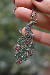 STONEAGE Tavus Kuşu Zincir Hediyeli Bayan Kolye thumbnail 4