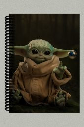 Baby Yoda Tasarımlı Spiralli A5 Çizgisiz Kraft Kapaklı Defter (200 Sayfa) - 1