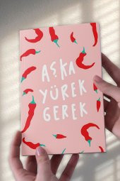 Aşka Yürek Gerek Tasarımlı Desenli A5 Çizgisiz Defter (50 Sayfa) - 1