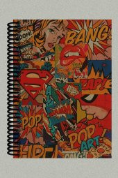 Pop Art Tasarımlı Spiralli A5 Çizgisiz Kraft Kapaklı Defter (200 Sayfa) - 1