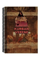 Hülya Mizgin Kurban Verene Desenli Spiralli A5 Çizgisiz Defter (200 Sayfa) - 1