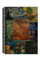 Vang Gogh Kolaj Desenli Spiralli A5 Çizgisiz Defter (200 Sayfa) - 1