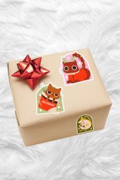 Yılbaşı Noel Sevimli Kediler 12Li Laptop, Tablet, Cep Telefonu Sticker Seti thumbnail 3