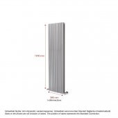 1200x395mm Amber Dikey Gümüş Gri Alüminyum Radyatör Standart Bağlantı - 2