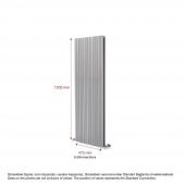 1200x475mm Amber Dikey Gümüş Gri Alüminyum Radyatör Standart Bağlantı thumbnail 2