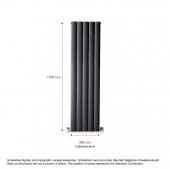 1500x395mm Lilac Dikey Antrasit Alüminyum Radyatör Standart Bağlantı - 2