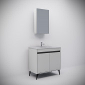 Banyo Dolabı 85 Cm Parlak Gri MDF Komple Takım - 2